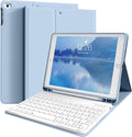 kenke for iPad 6/5th Generation Case with Keyboard 9.7 Inch 2018/2017 iPad Air 2/1 Detachable Wireless Bluetooth iPad Keyboard Case with Built-in Left Side Pencil Holder Auto Wake/Sleep (Blue)