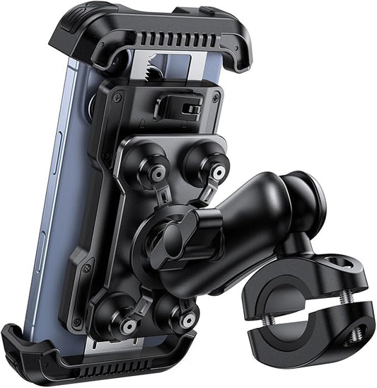 Lamicall Motorcycle Phone Mount Holder - [Dual Vibration Dampener] [Metal Adjustment Arm] Motorcycle Cell Phone Holder Bike Handlebar Phone Mount Gifts for iPhone 16 15 14 Pro Max 4.7-6.7 Phones