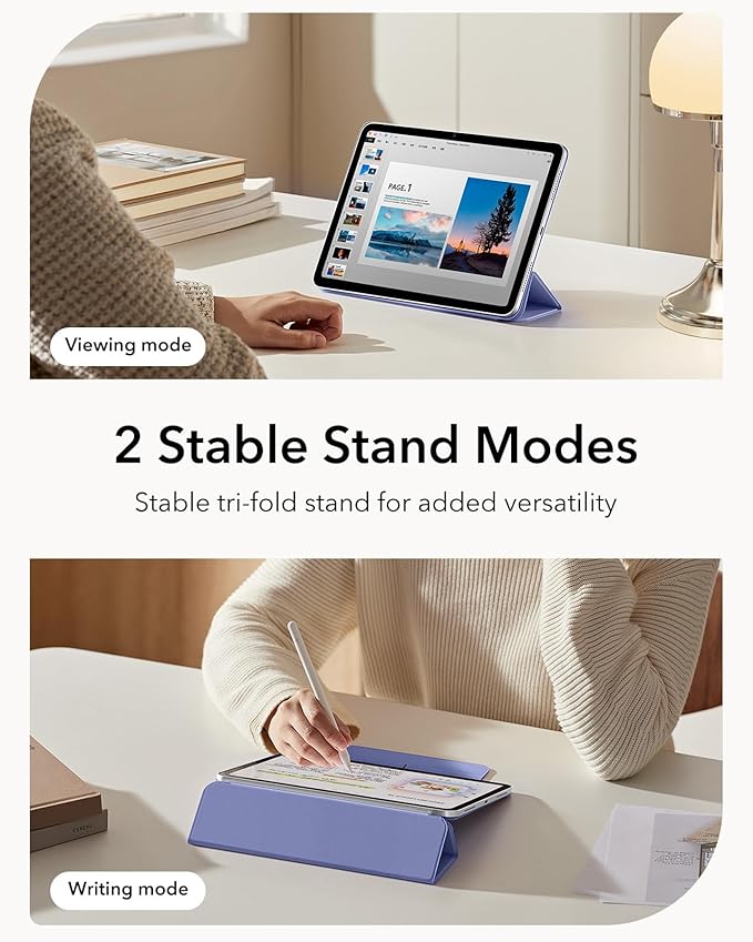 ESR for iPad Air 13 Inch Case M4/M3/M2 (2026/2025/2024) iPad Pro 12.9 Case Powerful Magnetic Attachment Slim Trifold Stand Case Supports Pencil Pro &amp Pencil (USB-C) Rebound Series Lavender