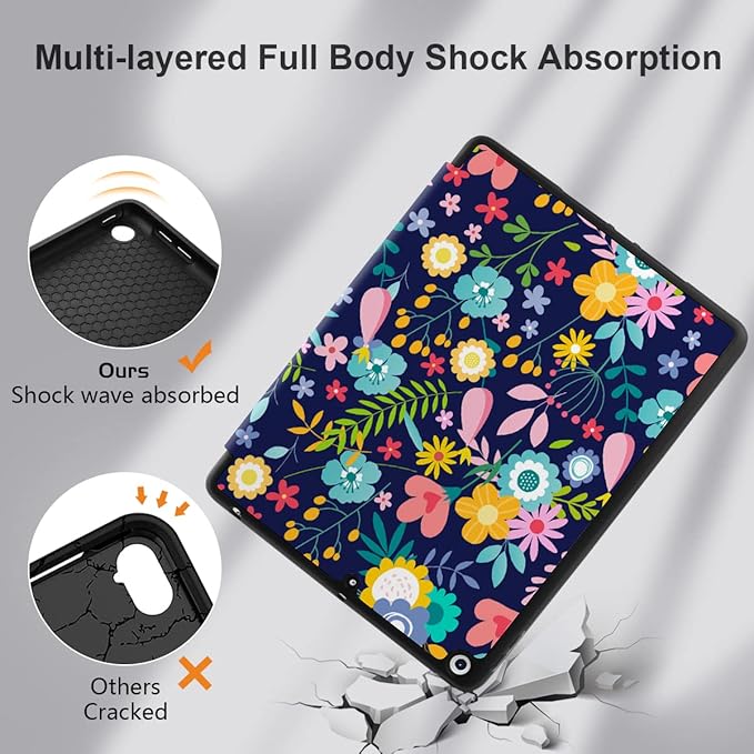 DONGKE Case Compatible with iPad 10.2 Inch 2021 2020 2019 iPad 9th/8th/7th Generation with Pencil Holder Slim Stand Protective Case with Soft TPU Back Auto Sleep/Wake Cover Florals