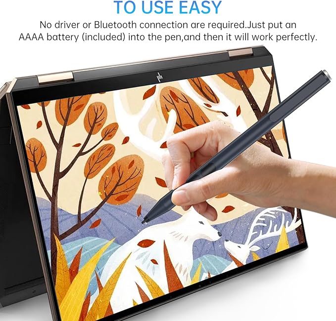 Stylus Pen for HP Envy x360 Pavilion x360 Spectre x360 Omnibook Touchscreen Laptops with 300-Day Battery Life Smooth Writing Support MPP Tilt Pen with Pressure Sensitivity Palm Rejection