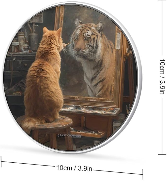 Cat Self Portrait Tiger Phone Charger Magnetic Charging Pad Anti-Slip with USB Cable