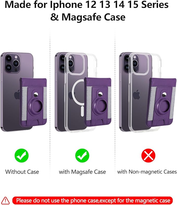 ExtreLife for Magsafe Wallet with Airtag Holder Magnetic Wallet for iPhone 17/16/15/14/13/12 Series 9-Card Holder Open ID Window Adjustable Stand RFID Blocking Purple