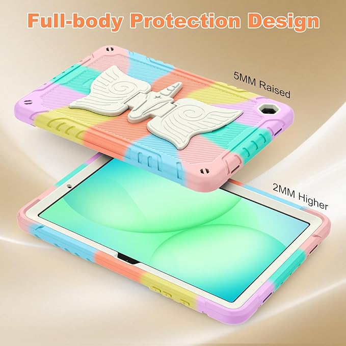 for Samsung Galaxy Tab A11 Plus 2025 / A9 Plus 2023 11 inch Case Kids with Screen Protector Unicorn Stand &amp Shoulder Strap Pencil Holder Cover for Tab A11+/A9+ Tablet (Colourful Pink)