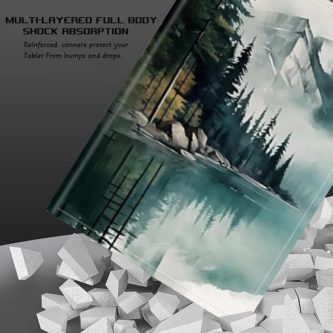 Forest Mountain Lake Watercolor