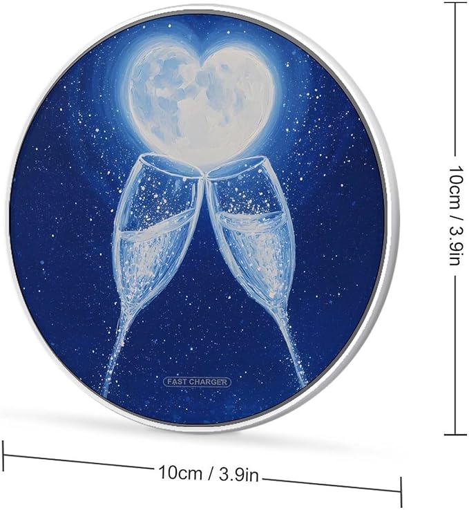 Night Sky Champagne New Year Phone Charger Magnetic Charging Pad Anti-Slip with USB Cable