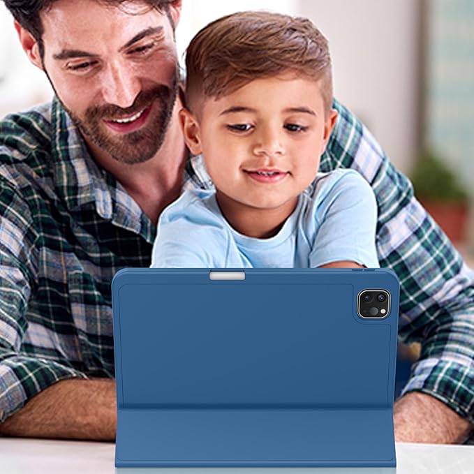 ZryXal New iPad Pro 13 Inch Case (M5) 2025 / (M4) 2024 with Pencil Holder Smart iPad Case [Support Pencil Pro and Pencil (USB-C)] Support Touch ID and Auto Wake/Sleep (New Navy Blue)