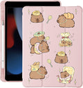 Cute Kawaii Capybara for iPad Pro 11 Inch Case (M5/M4) 2025/2024 with Pencil Holder Auto Sleep/Wake Pink Leather Soft TPU Back Cover