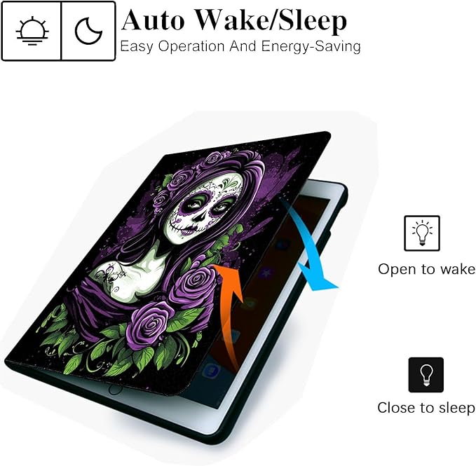 Case for iPad 6th/5th Generation (2018/2017) 9.7 Inch iPad CoverAutomatic Wake/SleepAdjustable Stand Protective Cover for Apple iPad 9.7 - Day of The Dead Sugar Skull Women