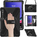 BRAECN for Samsung Galaxy Tab S10 Plus Case 2024/S9 Plus/S9 FE+/S8 Plus/S7 Plus /S7 FE 12.4 InchHeavy Duty Shockproof Case with S Pen Holder&amp360 Rotating Hand Strap/Kickstand Shoulder StrapBlack