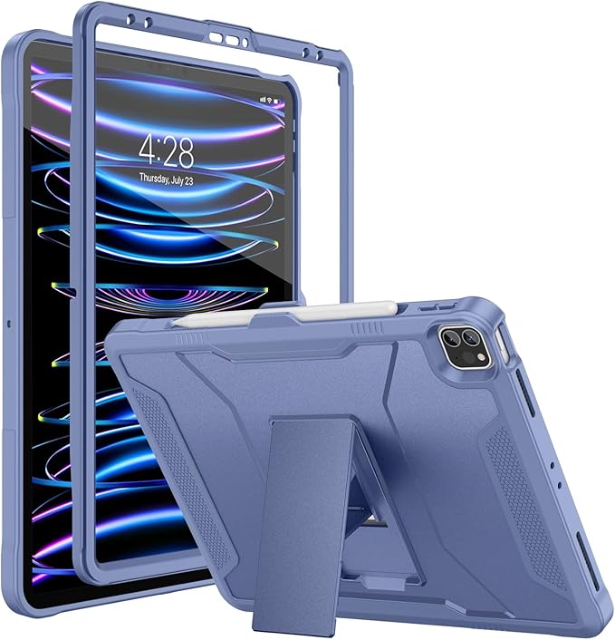 Soke Case for iPad Pro 12.9 Inch 6th/5th/4th Generation(2022/2021/2020 Release) Rugged Shockproof Protective Cover with Built-in Kickstand for Apple iPad Pro 12.9 - Lavender Gray