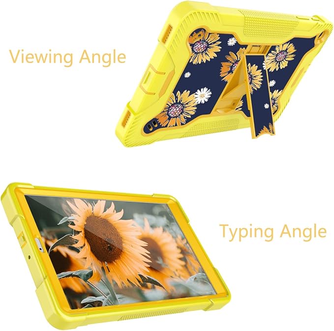 for Samsung Galaxy Tab A 10.1 2019 Case (SM-T510/T515) (NOT for A10.1 2016 A7 10.4 2022/2020 A8 10.5 2021/A10.5 2018) Glitter Sunflower Heavy Duty Rugged Bumper Protective Kickstand Case