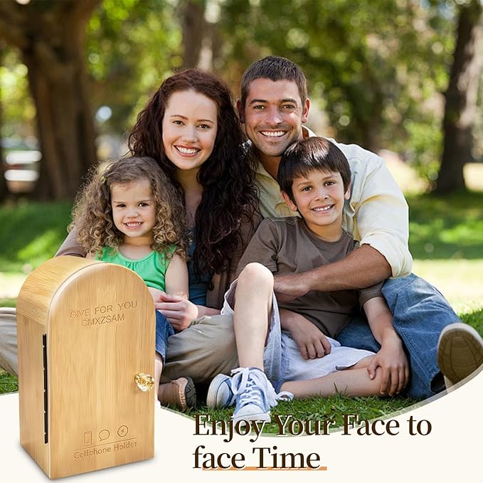Phone Box for Family Time Bamboo Cell Phone Jail 3 Sections Hold 6 PhonesPhone Holder with Charging HolesHelps Kids &amp Adults Regain Focus Reduce Distractions
