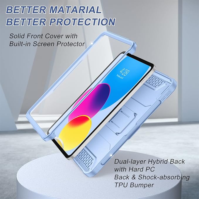 Soke Case for iPad (A16) 11th Generation 11-inch 2025 iPad 10th Generation 10.9-inch 2022 with Built-in Screen Protector and Kickstand Rugged Full Body Protective Cover - Light Blue