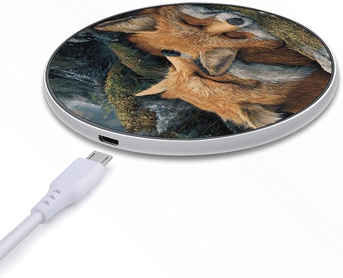 Foxes Resting in Mountains Phone Charger Magnetic Charging Pad Anti-Slip with USB Cable