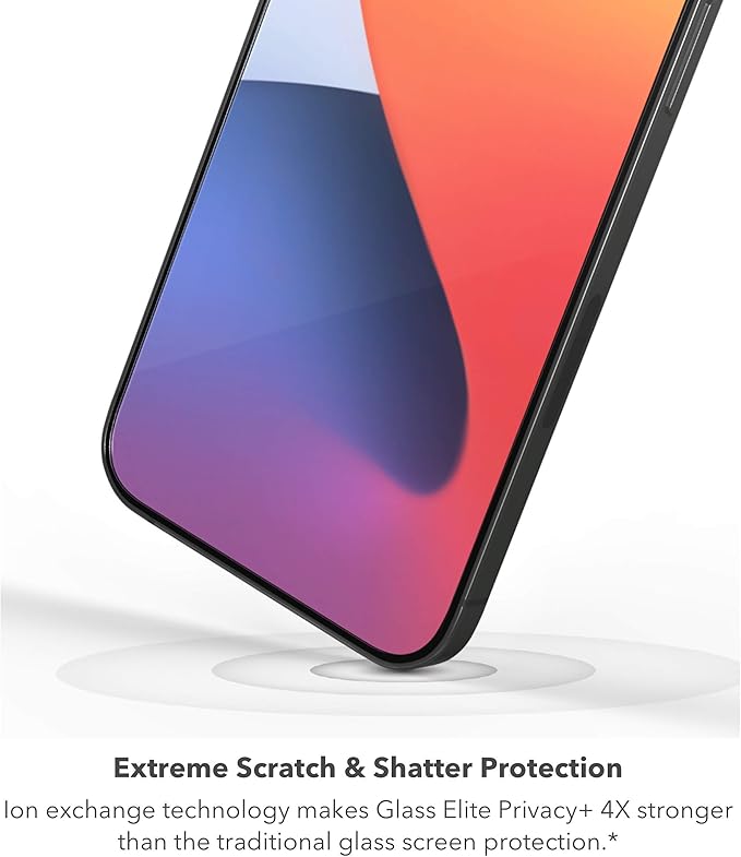 ZAGG Glass Elite Privacy - Privacy Screen Protector for iPhone 12 Pro iPhone 12 iPhone 11 iPhone XR – InvisibleShield - 3X Impact Protection (200106681)
