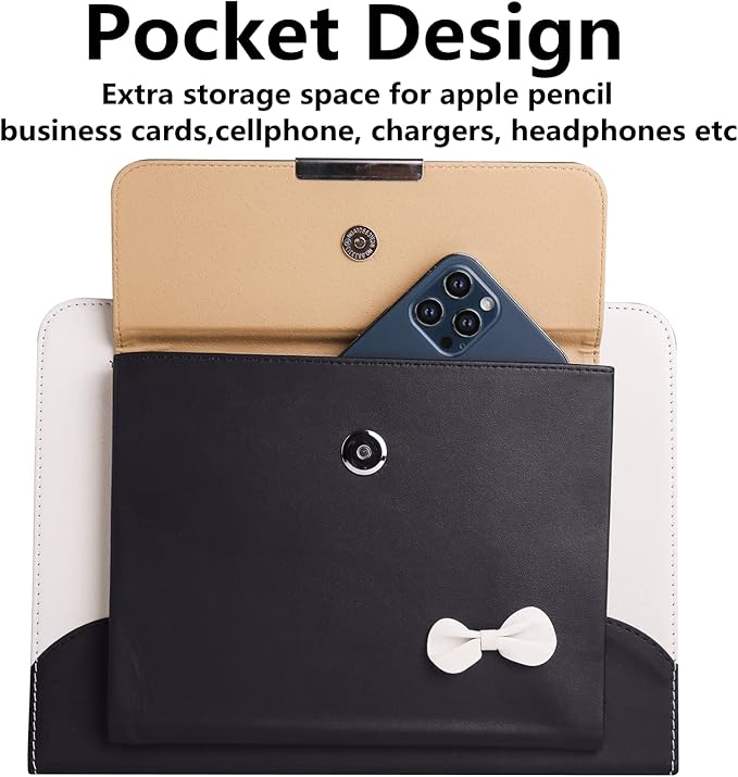 Cute Case for iPad 11 inch (A16) 2025 / 10th Generation 10.9 inch 2022 iPad 10 / 11th Gen Case Slim Handbag Leather Protective Cover with Stand Hand Strap Pocket for Girls Woman KidsBlack