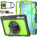 Case for Samsung Galaxy Tab S10 FE Plus 5G Tablet 13.1'' Shockproof Protective Cover with Tempered Glass Screen Protector Rotatable Kickstand S Pen Holder Hand/Shoulder Strap Green