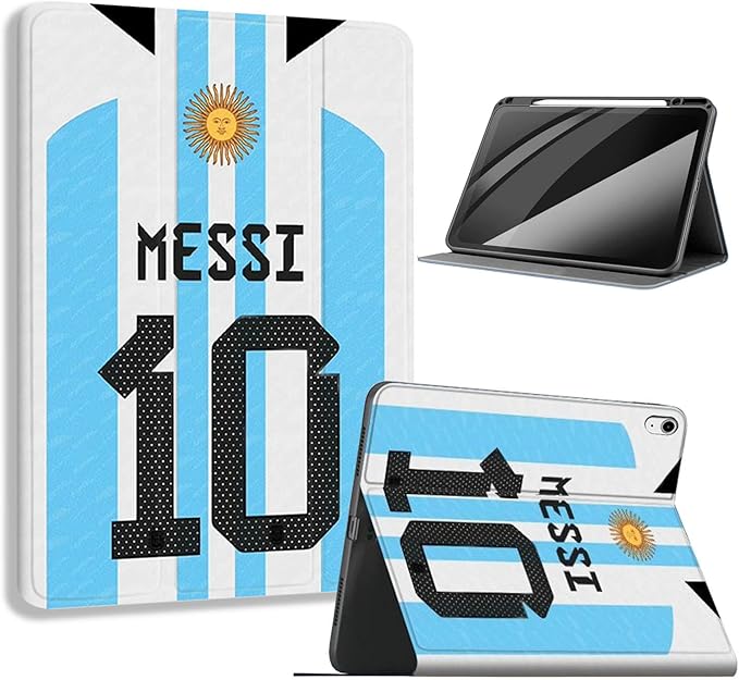 ZERMU Case for iPad (A16) 11th/10th Generation 11''/10.9''(2025/2022) Mess%i #10 Argentina Soccer Shockproof Magnetic Cover [Auto Sleep/Wake] with Pencil Holder Multi-Angle Stand Touch ID Support