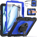 for iPad Air 11-Inch Case M3/M2 (2025/2024) Shockproof Case for iPad Air 7th/6th Generation 11 Inch with Screen Protector/Pencil Holder/Kickstand [Hand &amp Shoulder Strap]Black+Blue