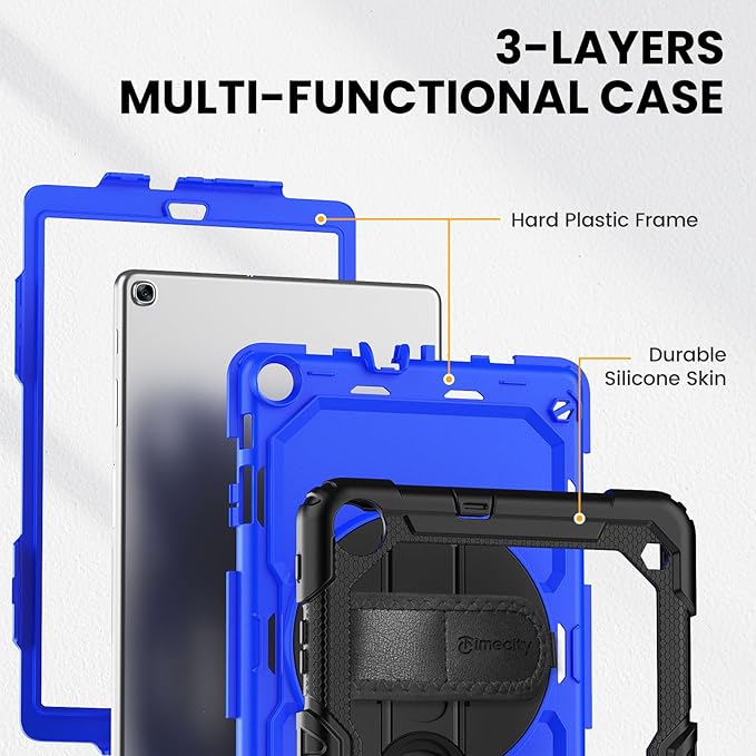 Timecity for Samsung Galaxy Tab A 10.1 Case 2019 Only Fit (SM-T510/ SM-T515/ SM-T517) Drop Proof with Hand Strap Stand Screen Protector Pencil Holder （NOT FIT for 2016 Release） - Dark Blue