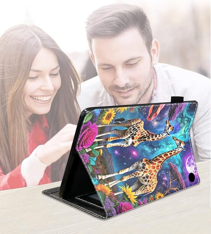 Case for Amazon Fire HD 10/HD 10 Plus Tablet 10.1 (13th/11th Generation 2023/2021 Release) Slim PU Leather Cover with Card Slot &amp Auto Wake/Sleep Giraffe