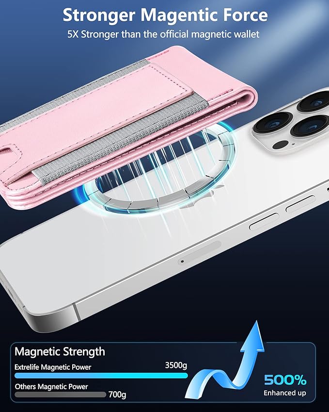 ExtreLife for Magsafe Wallet Adjustable Stand Open ID Window Magnetic Wallet for iPhone 17/16/15/14 Pro Max/14 Pro/14/14 Plus/13/12 Series 9 Cards Holder Vegan Leather Pink