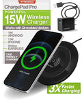 HyperGear ChargePad Pro Wireless Charging Pad - (Black) 15W Fast Charging Wireless Portable Charger Soft Grips &amp LED Power Indicator Qi Compatible Android AirPods &amp iPhone Charger for Home