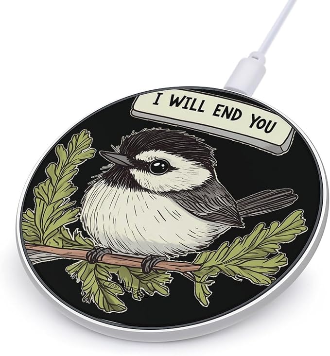 Chickadee Will End You Phone Charger Magnetic Charging Pad Anti-Slip with USB Cable