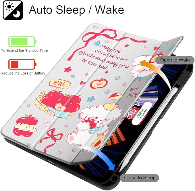 Mektron for 11th Generation iPad 11-inch A16 chip 2025 Cover with Pencil Holder Fit 10th Generation iPad 10.9-inch A14 chip 2022 Shockproof Clear Shell Cute Puppy