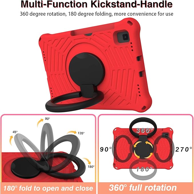for Samsung Galaxy Tab S5e 10.5 (2019) SM-T720/T725 Tablet Case for Kids - EVA Lightweight Shockproof 360° Rotating Handle Stand Rugged Cover W Shoulder StrapRed