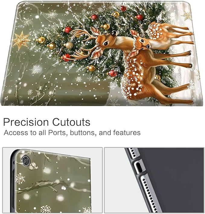 for Fire HD 10 &amp 10 Plus Tablet Case (11th Generation 2021 Release) Case with Pen Holder &amp Auto Wake/Sleepd Shockproof Stand Protective Cover for HD 10 2021 TabletBeautiful Christmas Deer