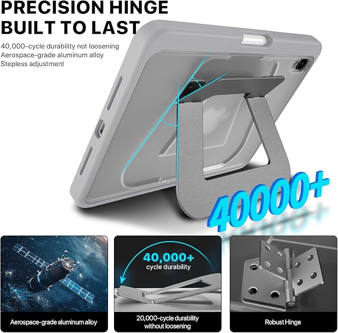 Case for iPad mini A17 Pro/iPad mini 6 Dual Multi-Angle Adjustable Kickstand Full Protective Case with Built-in Pencil Holder for Home Office School (Grey iPad mini A17 Pro/6th)