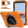 ZenRich Rugged Case for Surface Go with Pen Holder Heavy Duty Shockproof Case with Stand Hand Strap and Shoulder Belt - Orange