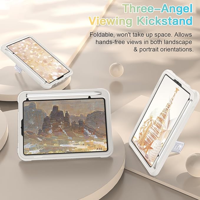 Case for iPad mini A17 Pro for iPad mini 7th/6th Generation Case 8.3 inch 2024/2021 with Pencil Holder/Stand Slim Cover for i Pad Mini 7/6 (Clear Glitter/Starlight)