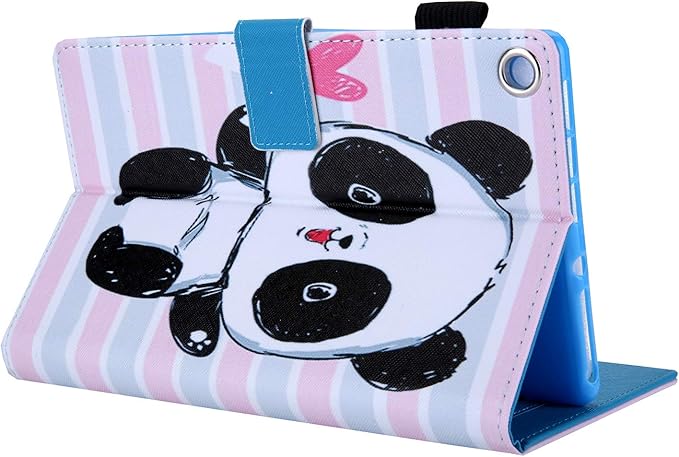Folio Cover for Fire HD 8 6th/7th/8th Gen Slim Folding Stand PU Leather Protective Wallet Case with Auto Sleep/Wake for Old Amazon Fire HD 8 Tablet 2016/2017/2018 Panda Stripe