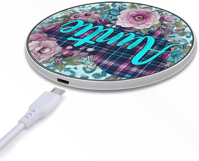 Western Auntie Heart Fast Portable Charger 10W Funny Graphic Phone Charging Pad with USB Cable