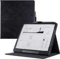 BOZHUORUI Case for Penstar eNote 2 Paper TabletPU Leather Protective Folio Cover with Auto Sleep Wake Multiple Viewing Angles Stand Cover with Hand Strap (Rock Black)