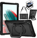 DETUOSI Galaxy Tab A8 Case - Shockproof with 360 Stand &amp Strap Heavy Duty for SM-X200/X205/X207 Black