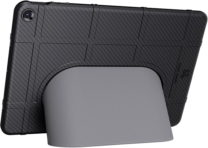 Case and Travel Cover for Google Pixel Tablet (2023) Nakedcellphone Special Ops Rugged Shield and Hard Shell View Stand Companion - Black Carbon Fiber Design