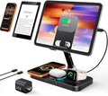 45W 6 in 1 Charging Station for Apple Multiple Devices with Clock &amp Light 20W Fast Foldable Wired Charging Stand for iPad/Tab Wireless Charger Design for MagSafe Charger for iPhone 17/iWatch/Air