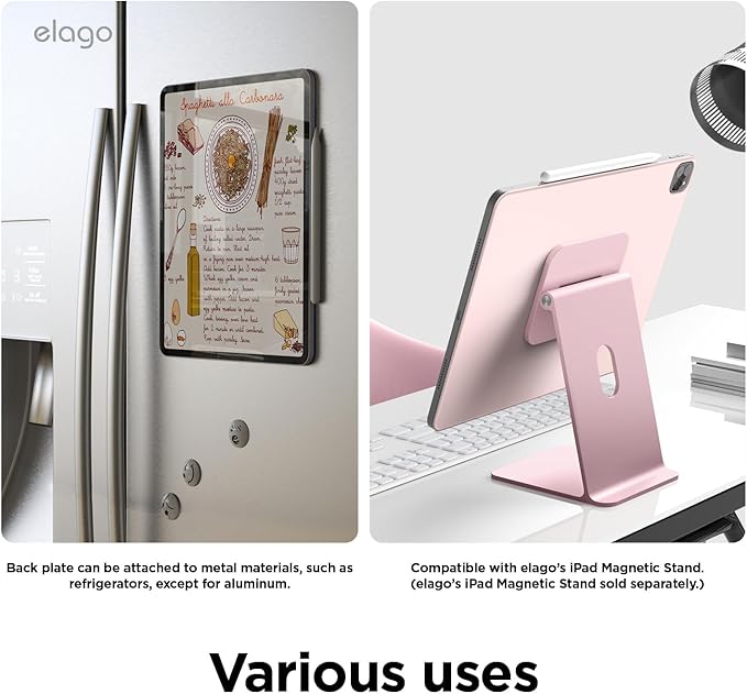 elago Magnetic Folio Case for iPad Pro 13 inch Cover (M5 M4) - Back Plate can be Attached to Metal Materials Wake/Sleep functionality Compatible with Apple Pencil 2 [Sand Pink]