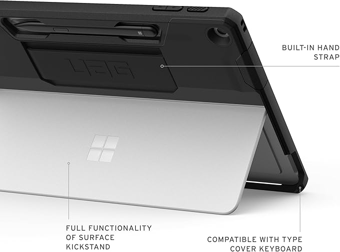 URBAN ARMOR GEAR UAG Designed for Microsoft Surface Pro 1st Edition 12 Case - Rugged Protective Cover with Built-in Handstrap &amp Pen Holder Military Grade Drop Proof Scout Black