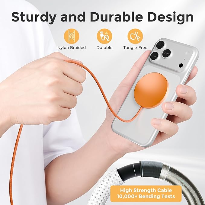 25W Magnetic Wireless Charging Pad: Qi2.2 Qi2 MagSafe Fast Charger for iPhone Air 17e 17 16 15 14 Pro Max Samsung Galaxy S26 S25 Google Pixel 10 &amp AirPods Gift Ideal for Desk Travel (Orange 2P