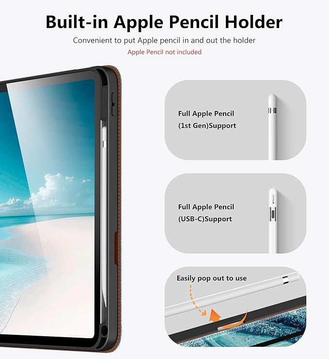 DTTO for iPad A16 Case iPad 11th / 10th Generation Case (2025/2022) 360 Degree Rotating Premium Leather Folio Stand Cover with Pencil Holder Sandy Wave