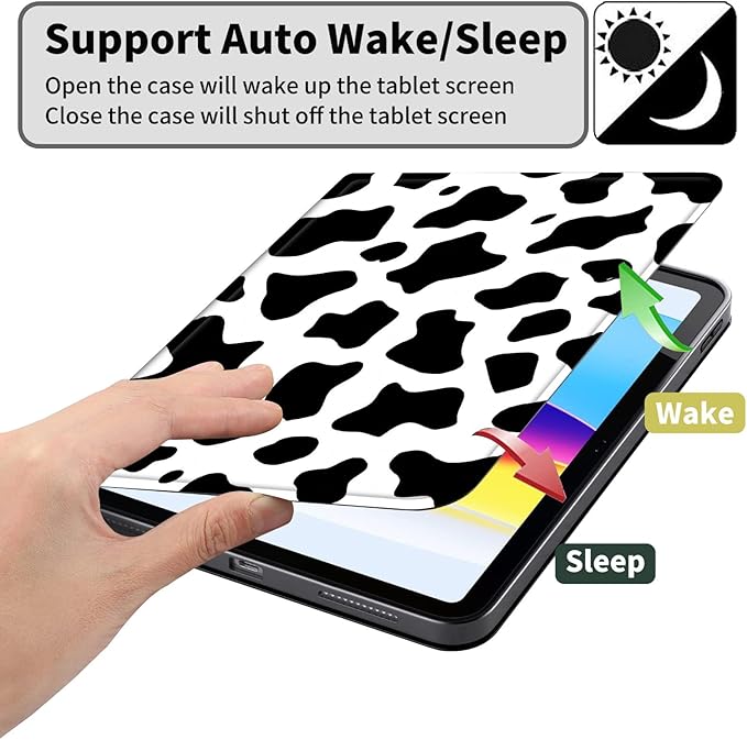 Case for Kindle Paperwhite 12th Generation 7 &amp Kindle ColorSoft Signature Edition PU Leather Protective Cover with Auto Sleep/Wake for Kindle Paperwhite 2024 – Black White Cow Pattern