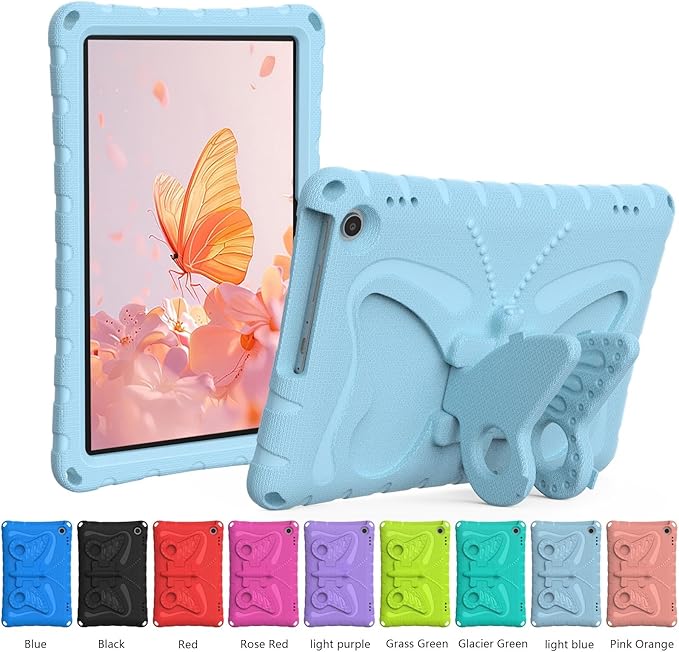 Kids Case Compatible with Kindle Fire HD 10 Tablet (13th/11th Generation 2023/2021 Release) Lightweight Shockproof Case EVA Foam Cover with Shoulder Strap &amp Stand Cover for Boys Girls(Light Blue)