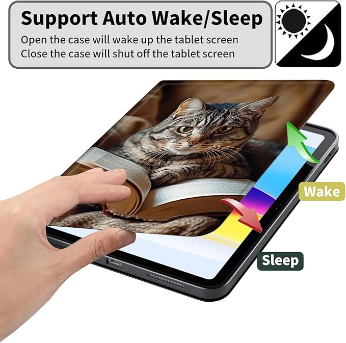 Case for Kindle Paperwhite 12th Generation 7 &amp Kindle ColorSoft Signature Edition PU Leather Protective Cover with Auto Sleep/Wake for Kindle Paperwhite 2024 – Cat Reading