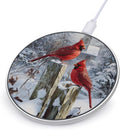 Cardinal Perched On Fence Winter Snowy Phone Charger Magnetic Charging Pad Anti-Slip with USB Cable