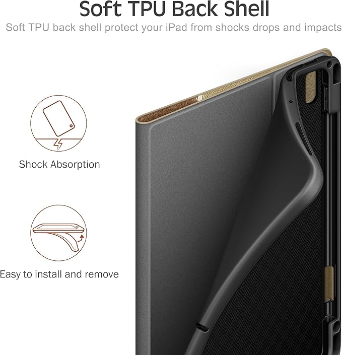 KingBlanc Case for iPad Pro 11 inch 4th/3rd/2nd/1st Generation (2022/2021/2020/2018) with Pencil Holder PU Leather Protective Stand Folio Auto Sleep/Wake Multi-Angles for Viewing/Typing Beige